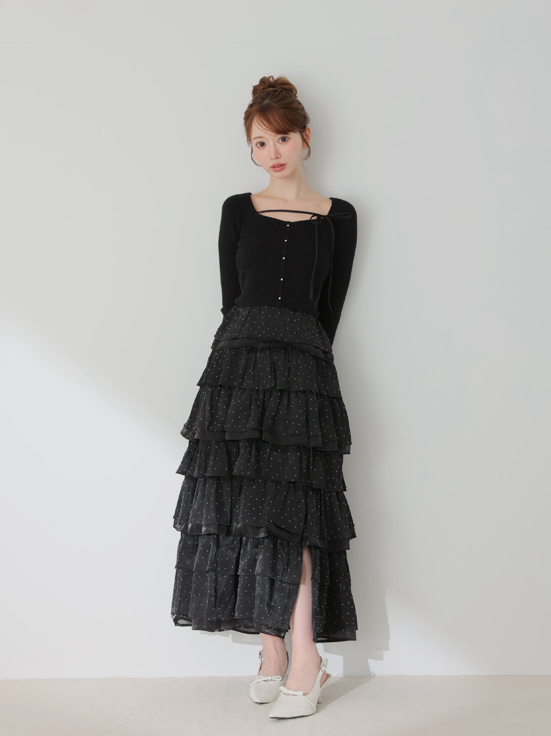 Lily dot tiered frill skirt(eme10836) – M me eme