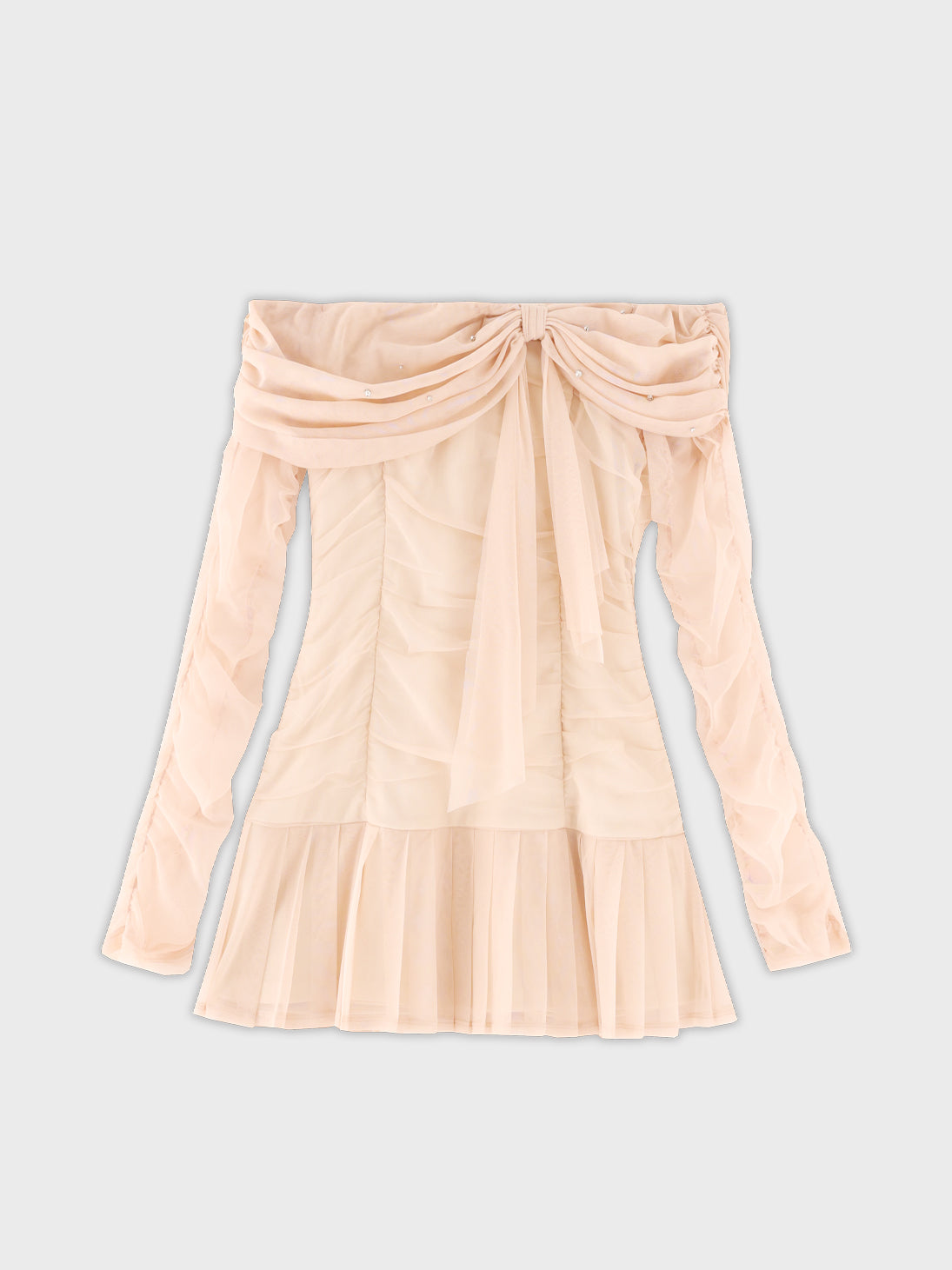 【Pre order】Luminous tulle ribbon drape mini onepiece(eme10837)