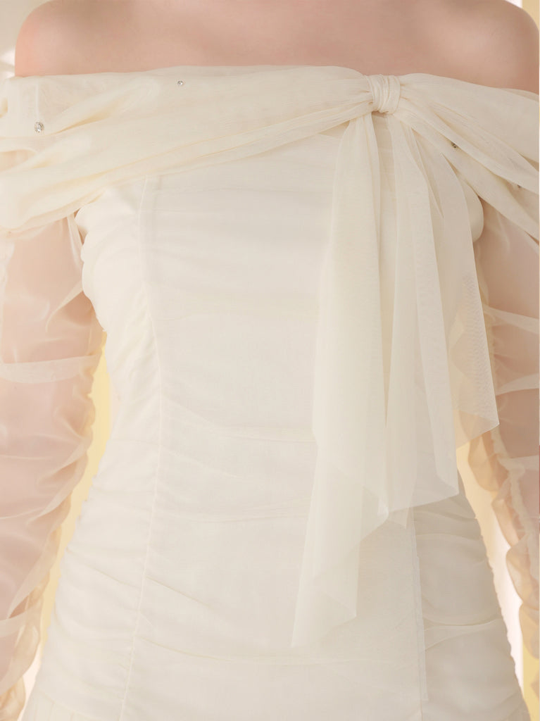 【Pre order】Luminous tulle ribbon drape mini onepiece(eme10837)