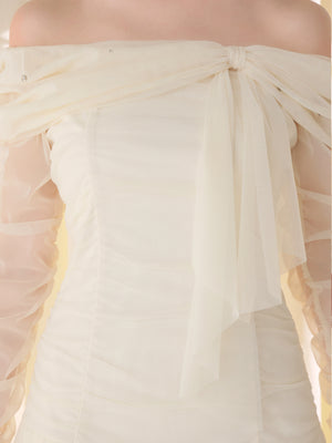 【Pre order】Luminous tulle ribbon drape mini onepiece(eme10837)