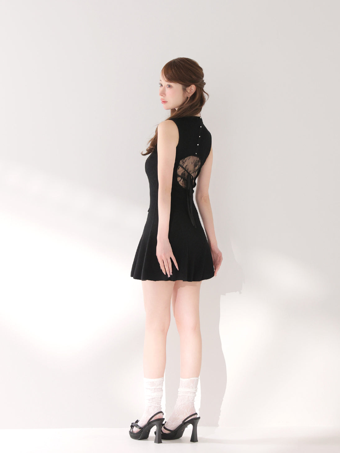Back lace knit mini onepiece(eme10840) – M me eme