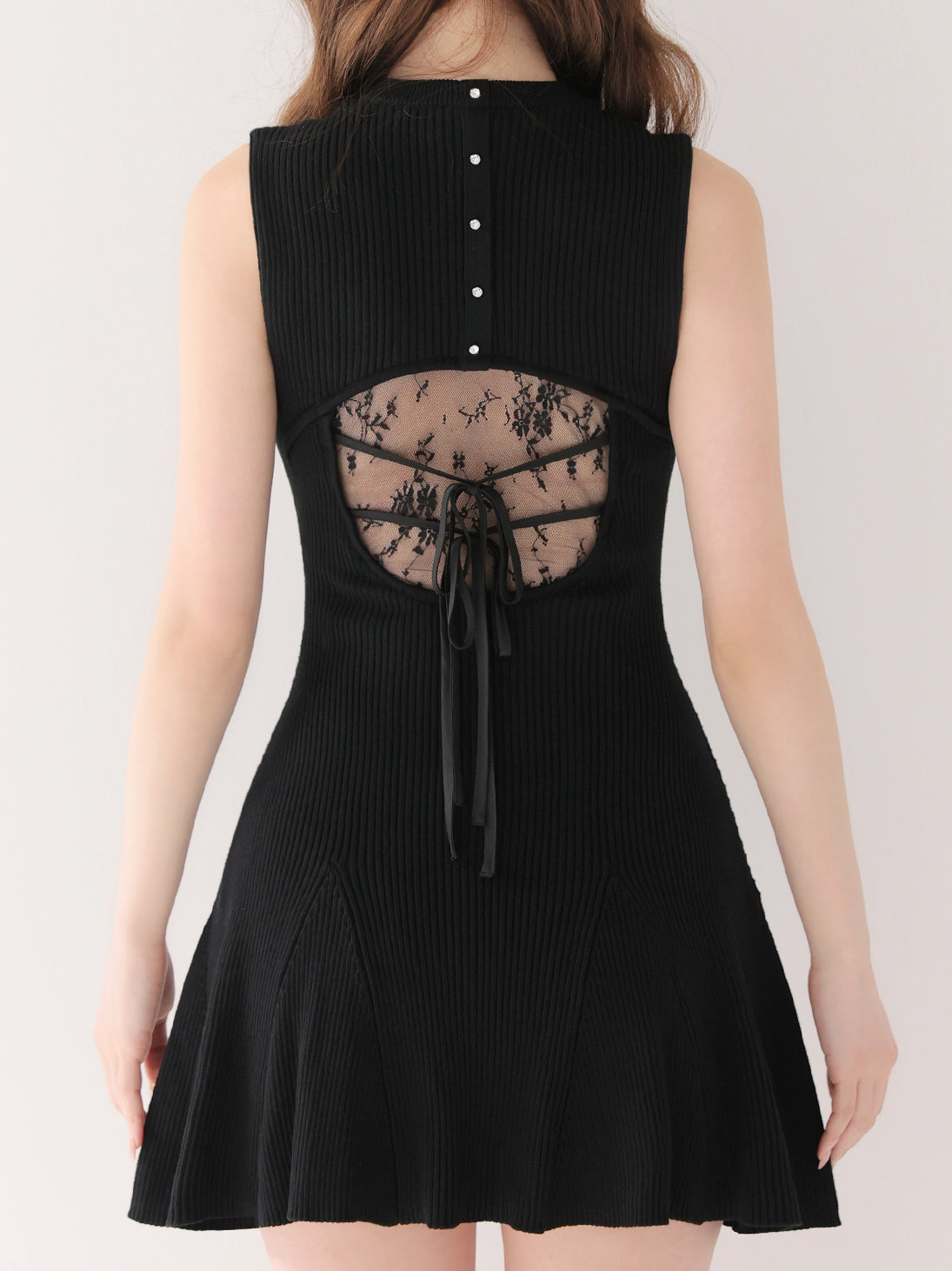 Back lace knit mini onepiece(eme10840)