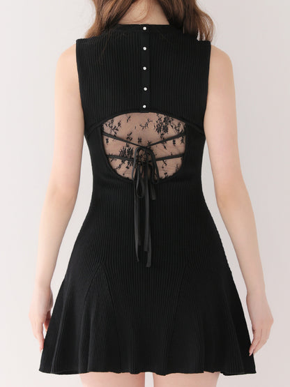Back lace knit mini onepiece(eme10840)