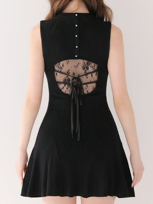 Back lace knit mini onepiece(eme10840)