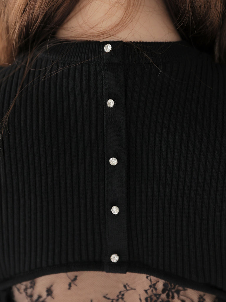 Back lace knit mini onepiece(eme10840)