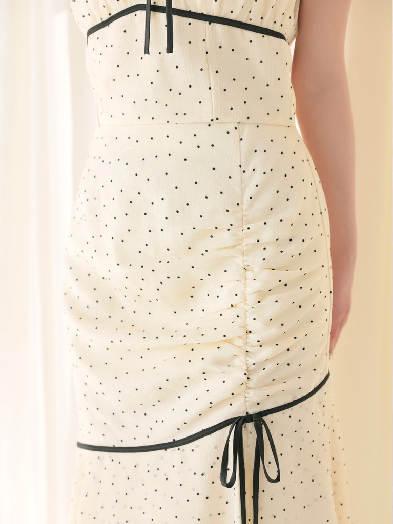 Piping ribbon mermaid flare skirt(eme10844)