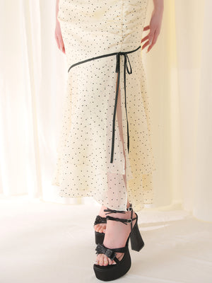 Piping ribbon mermaid flare skirt(eme10844)