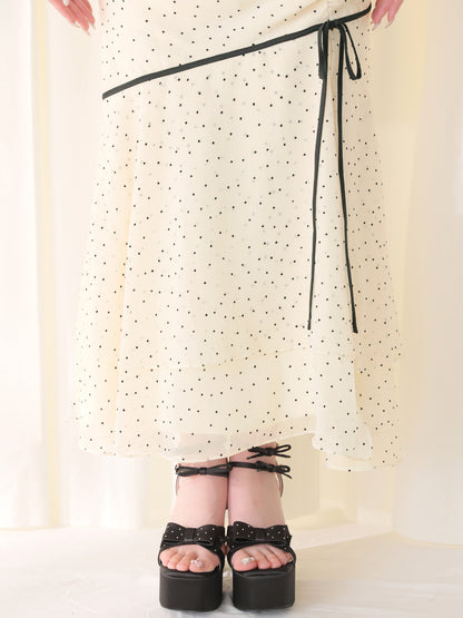 Piping ribbon mermaid flare skirt(eme10844)