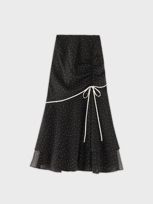 Piping ribbon mermaid flare skirt(eme10844)