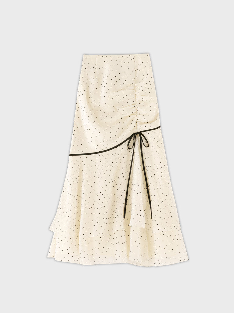 Piping ribbon mermaid flare skirt(eme10844)