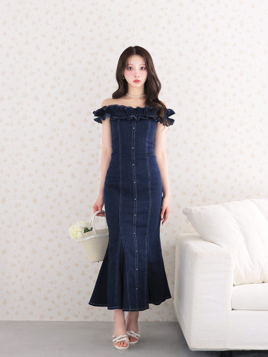 model：160cm　(size：F　color：Navy)