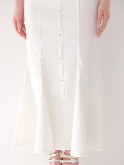 Back ribbon off shoulder denim mermaid onepiece(eme10845)