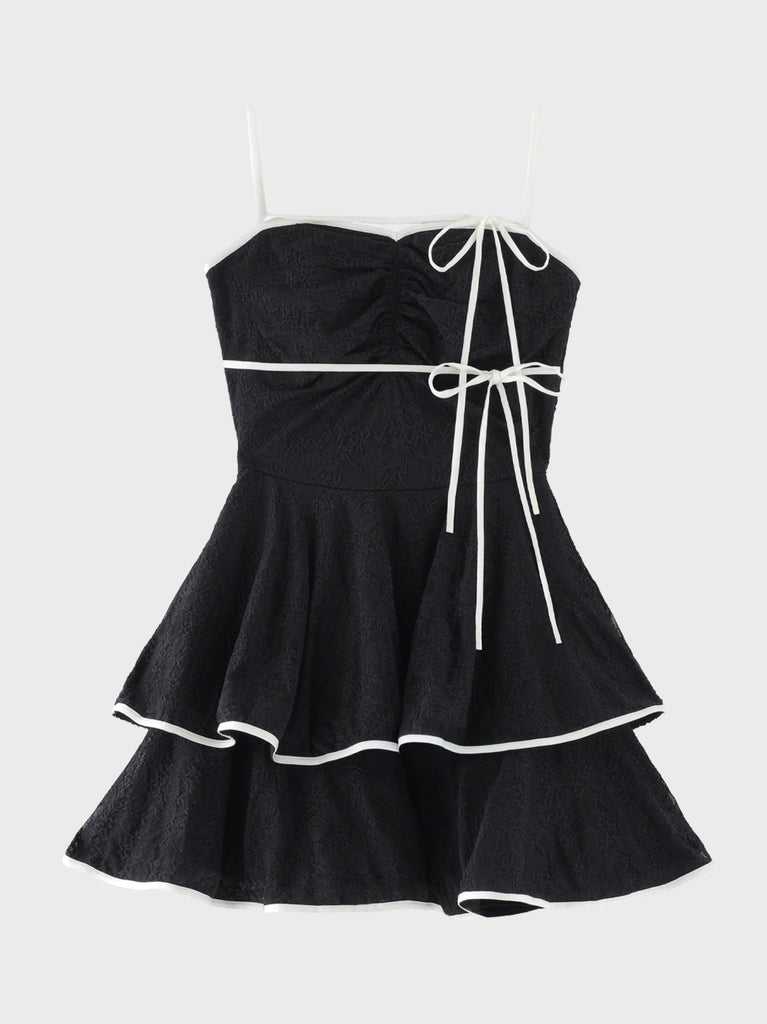 Piping ribbon lace mini onepiece(eme10848)