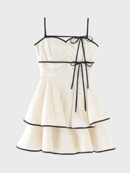 Piping ribbon lace mini onepiece(eme10848)