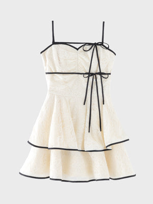 Piping ribbon lace mini onepiece(eme10848)