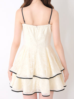 Piping ribbon lace mini onepiece(eme10848)