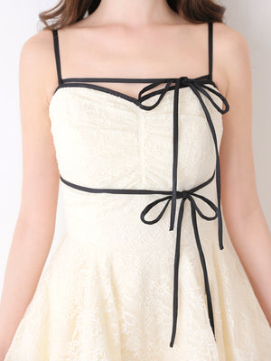 Piping ribbon lace mini onepiece(eme10848)