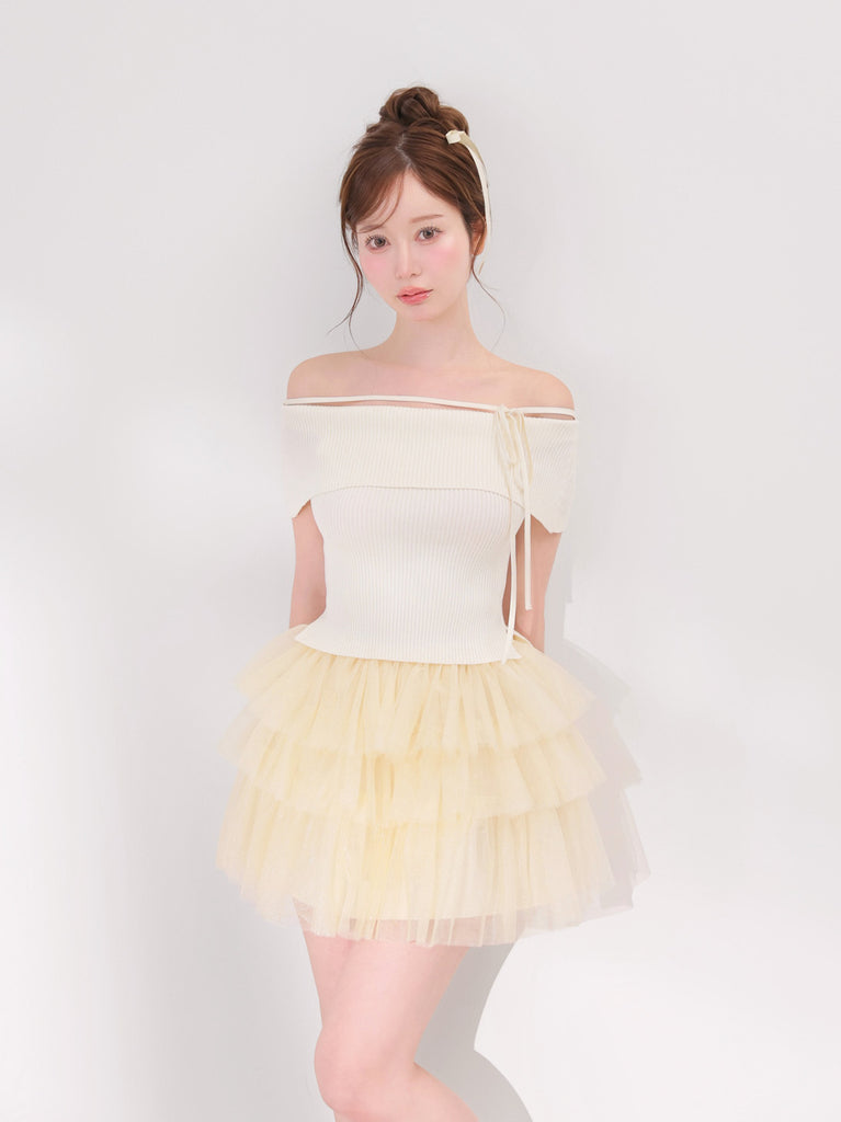Belle tulle off-shoulder ribbon setup (eme10849)