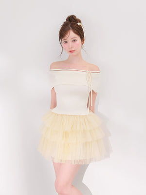 Belle tulle off-shoulder ribbon setup (eme10849)