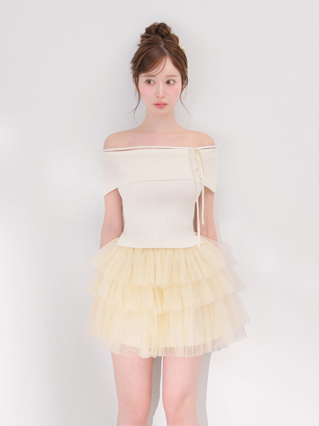 Belle tulle off-shoulder ribbon setup (eme10849)