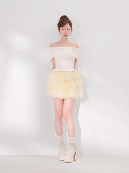 Belle tulle off-shoulder ribbon setup (eme10849)