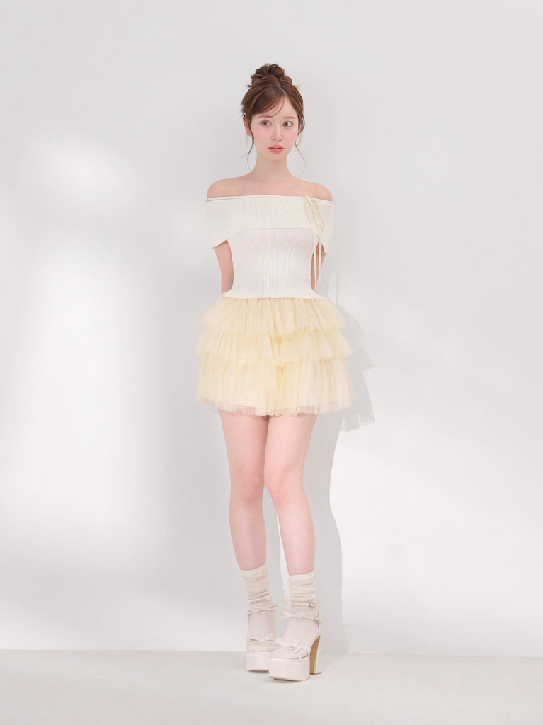 Belle tulle off-shoulder ribbon setup (eme10849)