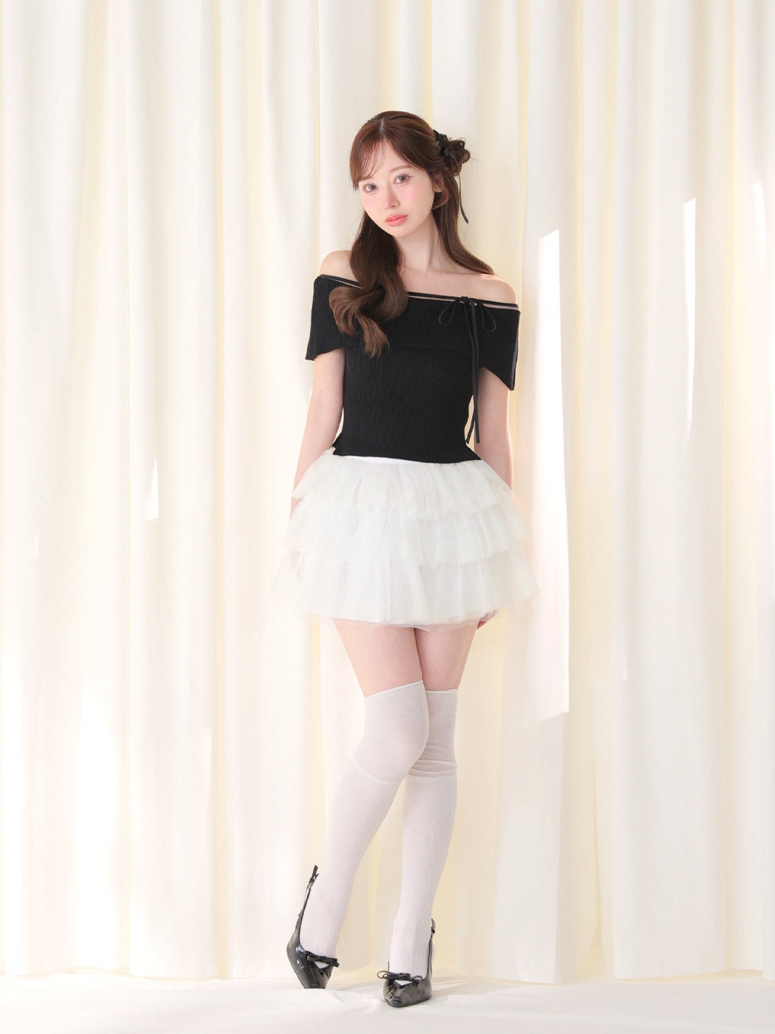 model：162cm　(size：F　color：Black)