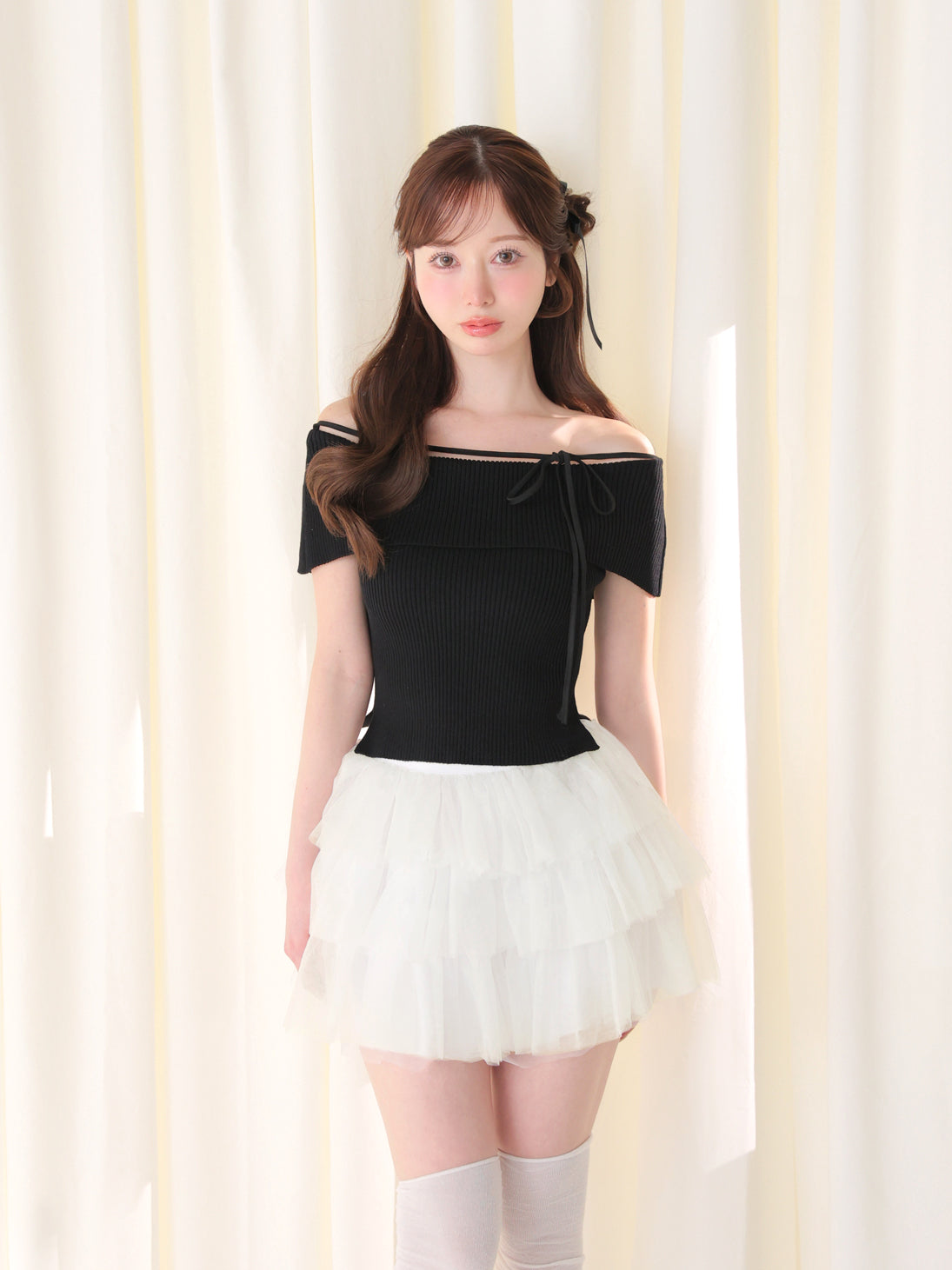 model：162cm　(size：F　color：Black)