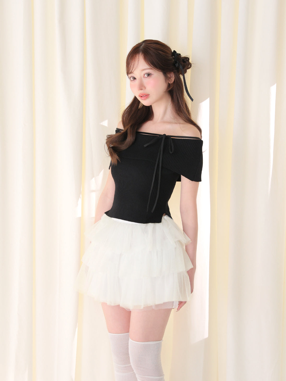 model：162cm　(size：F　color：Black)
