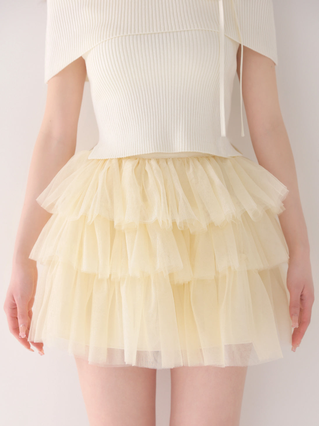 【Pre Order】Belle tulle off shoulder ribbon setup(eme10849)