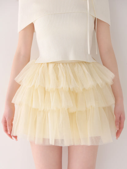 【Pre Order】Belle tulle off shoulder ribbon setup(eme10849)