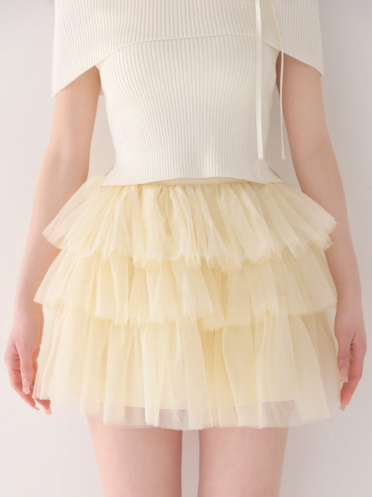 【Pre Order】Belle tulle off shoulder ribbon setup(eme10849)