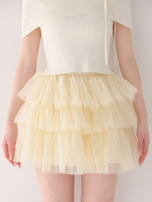 【Pre Order】Belle tulle off shoulder ribbon setup(eme10849)