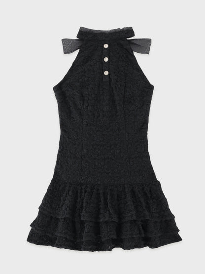 【Pre Order】Sheer mood lace halter tiered onepiece(eme10850)