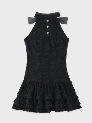 【Pre Order】Sheer mood lace halter tiered onepiece(eme10850)