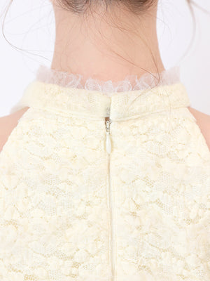 【Pre Order】Sheer mood lace halter tiered onepiece(eme10850)