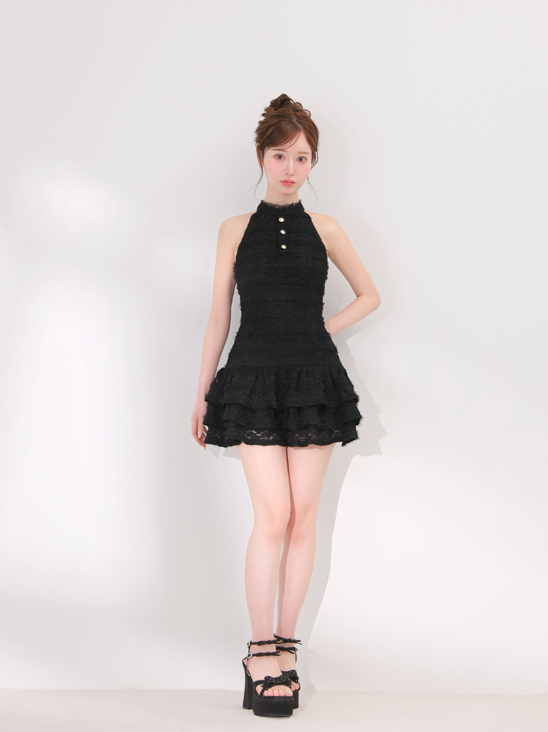 model：162cm　(size：F　color：Black)