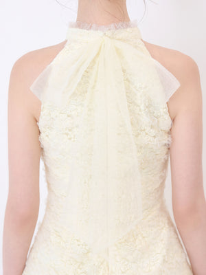 【Pre Order】Sheer mood lace halter tiered onepiece(eme10850)