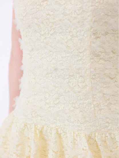 【Pre Order】Sheer mood lace halter tiered onepiece(eme10850)