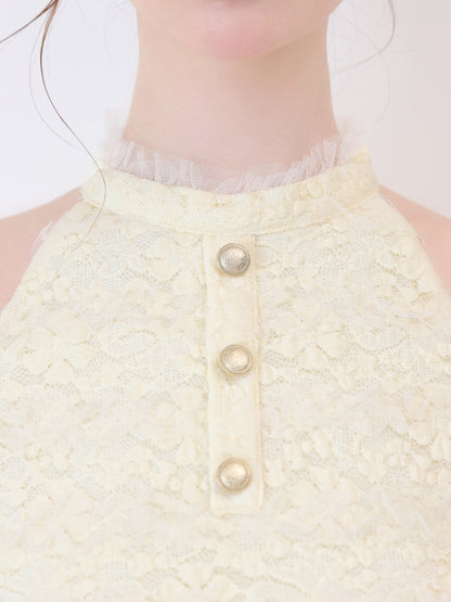【Pre Order】Sheer mood lace halter tiered onepiece(eme10850)