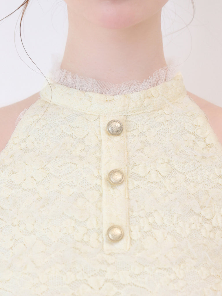 【Pre Order】Sheer mood lace halter tiered onepiece(eme10850)