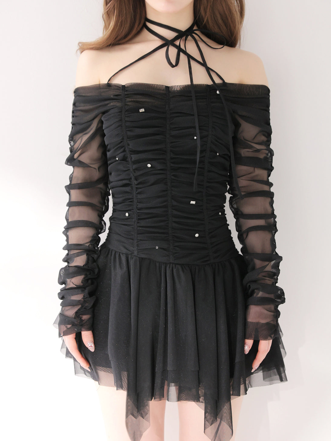 model：160cm　(size：F　color：Black)