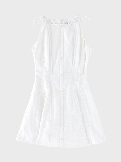 Ribbon strap cotton lace mini onepiece(eme10853)