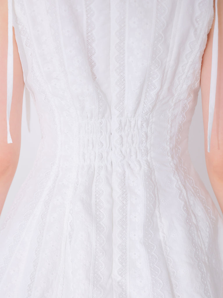 Ribbon strap cotton lace mini onepiece(eme10853)
