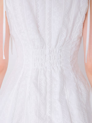 Ribbon strap cotton lace mini onepiece(eme10853)