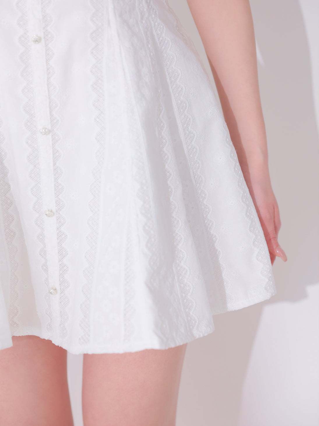 Ribbon strap cotton lace mini onepiece(eme10853)