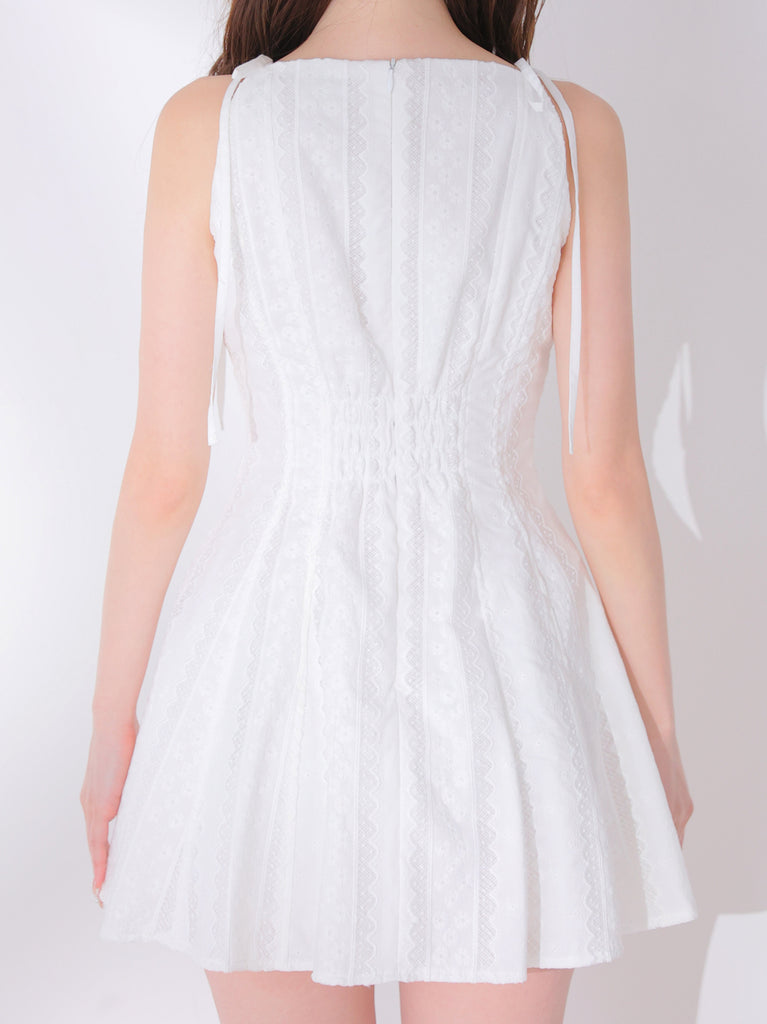 Ribbon strap cotton lace mini onepiece(eme10853)