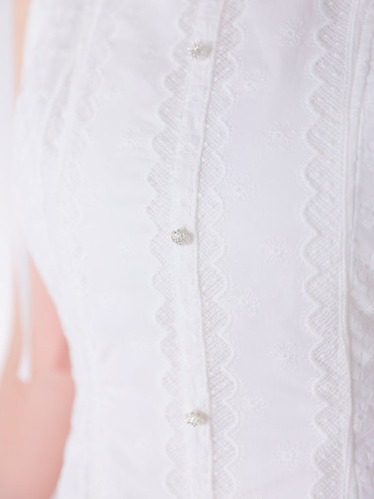 Ribbon strap cotton lace mini onepiece(eme10853)