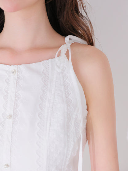 Ribbon strap cotton lace mini onepiece(eme10853)