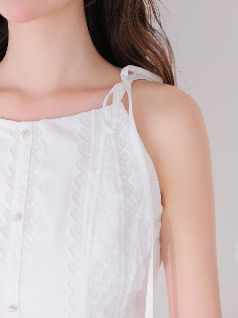 Ribbon strap cotton lace mini onepiece(eme10853)